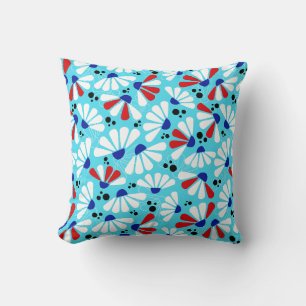 Coneflower Confetti on Tropical Blue Throw Pillow