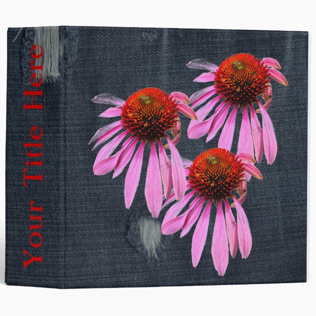 Coneflower on Denim Coordinating Items Binder (Front/Spine)