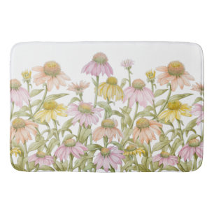 Coneflowers Botanical Art Bath Mat
