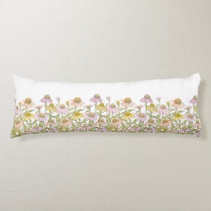 Coneflowers Floral Botanical Art Watercolor Body Pillow