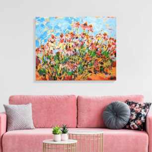 Coneflowers Painting / Artist Larry Lerew Canvas Print