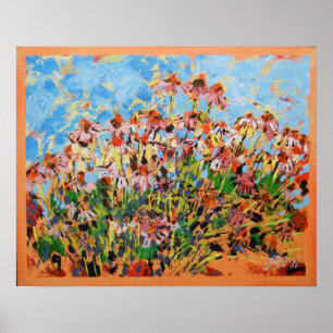 Coneflowers Painting  / Artist Larry Lerew Poster