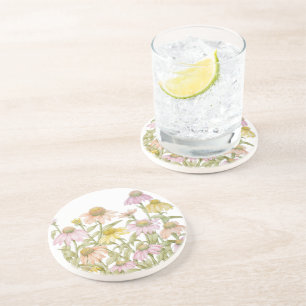 Coneflowers Watercolor Botanical Art Coaster