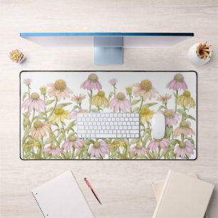 Coneflowers Watercolor Botanical Art Desk Mat