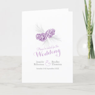 Cones purple grey winter autumn wedding programs