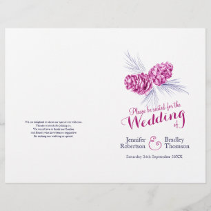 Cones purple navy winter autumn wedding program
