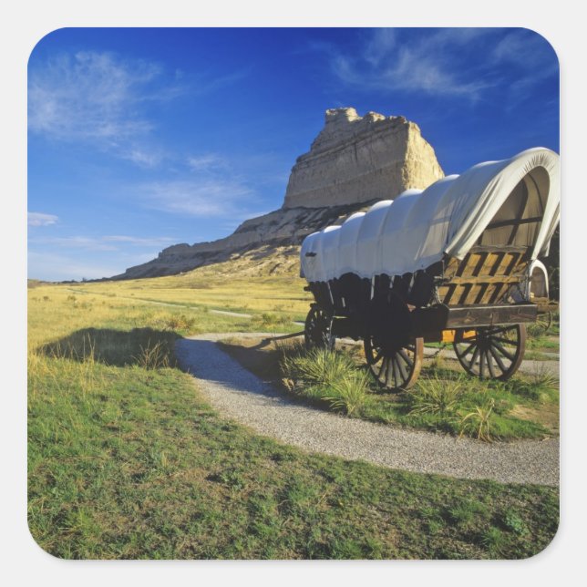 Conestoga wagon at Scottsbluff National Square Sticker (Front)