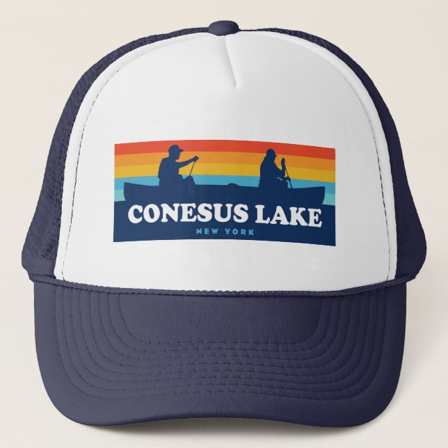 Conesus Lake New York Canoe Trucker Hat (Front)