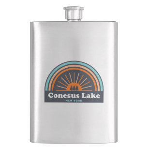 Conesus Lake New York Rainbow Hip Flask
