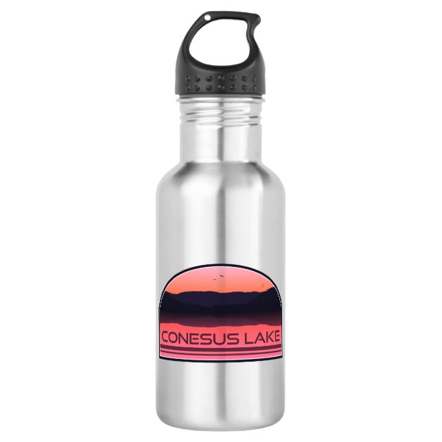 Conesus Lake New York Red Sunrise 532 Ml Water Bottle (Front)