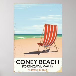 Coney Beach Porthcawl affiche de voyage du Pays de