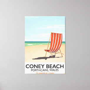 Coney Beach Porthcawl Wales travel poster Canvas Print
