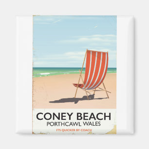 Coney Beach Porthcawl Wales travel poster Magnet