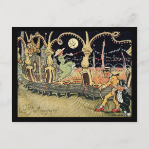 Coney Island, Luna Park, Moonlight, Vintage Postcard