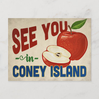 Coney Island New York Apple - Vintage Travel Postcard