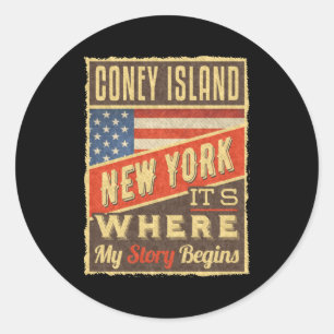 Coney Island New York Classic Round Sticker