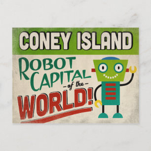 Coney Island New York Robot - Funny Vintage Postcard