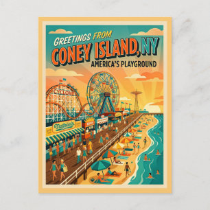 Coney Island NY Americas Playground Postcard