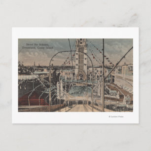 Coney Island, NY - Shoot the Schutes Ride Postcard