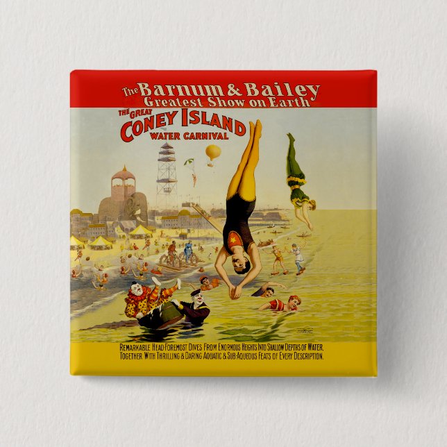 Coney Island Sideshow Poster 2 Inch Square Button (Front)