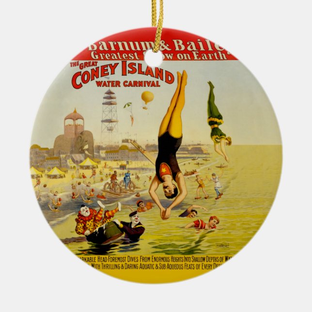 Coney Island Sideshow Poster Ceramic Ornament (Front)