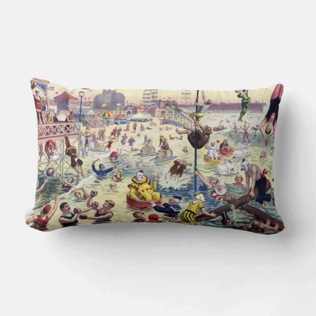 Coney Island Water Carnival Lumbar Pillow (Front)
