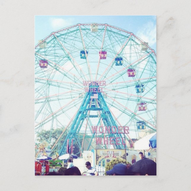 Coney Island Wonderwheel Ferris Wheel in Summer Postcard (Front)