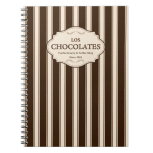 Confectionery & Coffee Shop Brown Stripes Logo Notebook