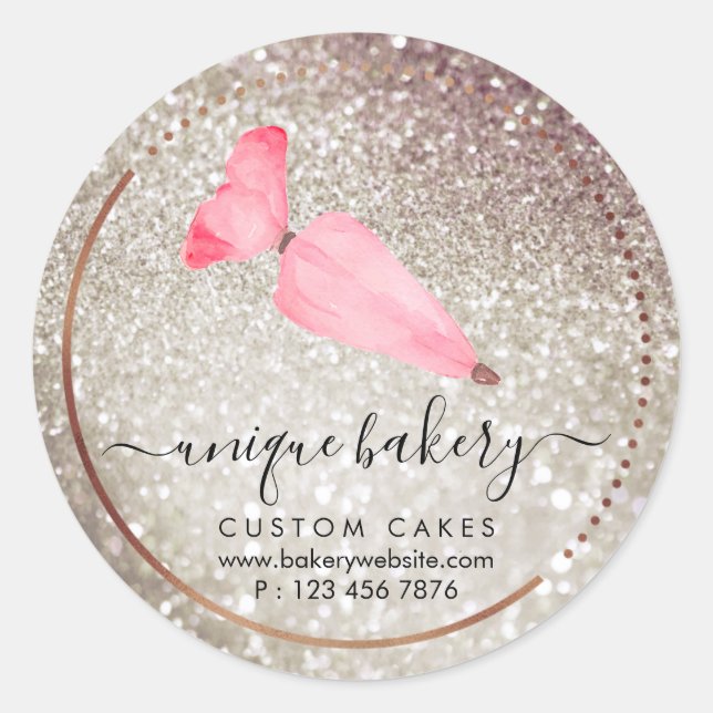 Confectionery Cream Squeezer pastry sparkles Classic Round Sticker (Front)