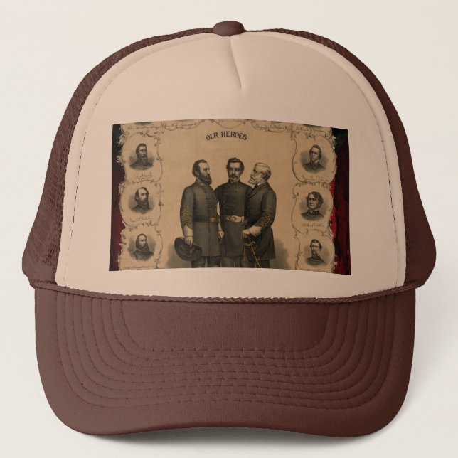 Confederate Generals Civil War 🎖️⚔️ Heroes  Trucker Hat (Front)