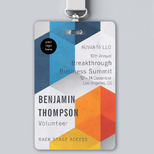Conference Business Corporate Event Bold Hexagons Badge