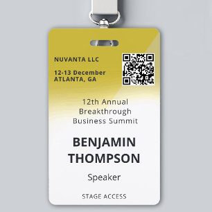 Conference Corporate Business Event Bold Yellow Badge