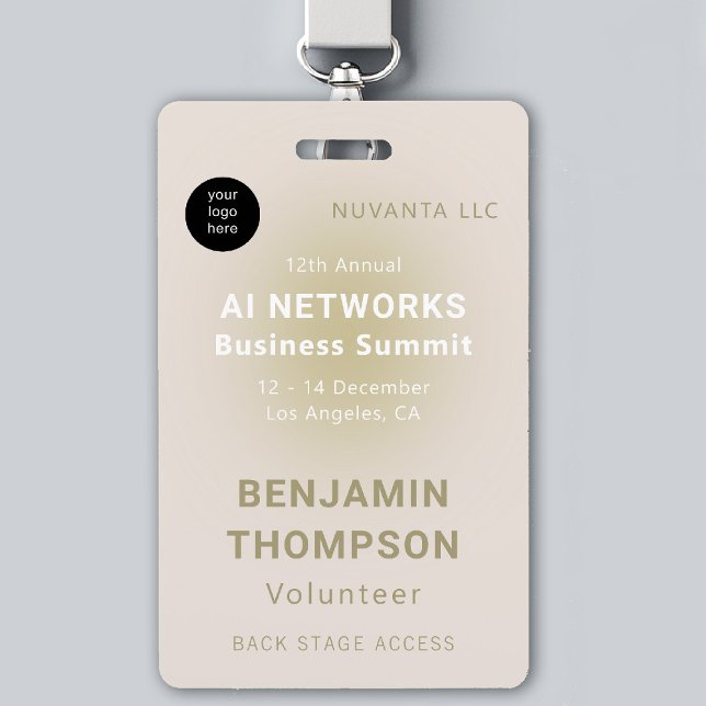 Conference Corporate  Business Event Logo Yellow Badge (event badge template business corporate networking conference design modern brand story yellow)