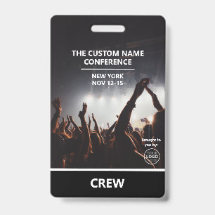 Conference Crew Access Pass QR Code Custom Badge