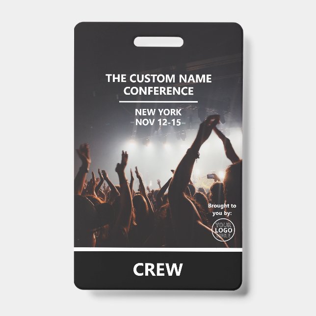 Conference Crew Access Pass QR Code Custom Badge (Front)