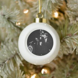 Conference of John Kennedy 35th US President  Ceramic Ball Christmas Ornament