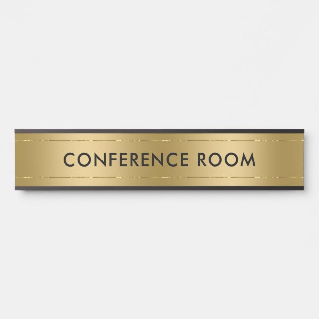 Conference room metallic faux gold background door sign (Front)