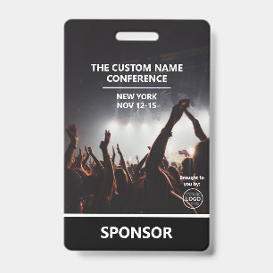 Conference Sponsor Access Pass QR Code Custom Logo Badge