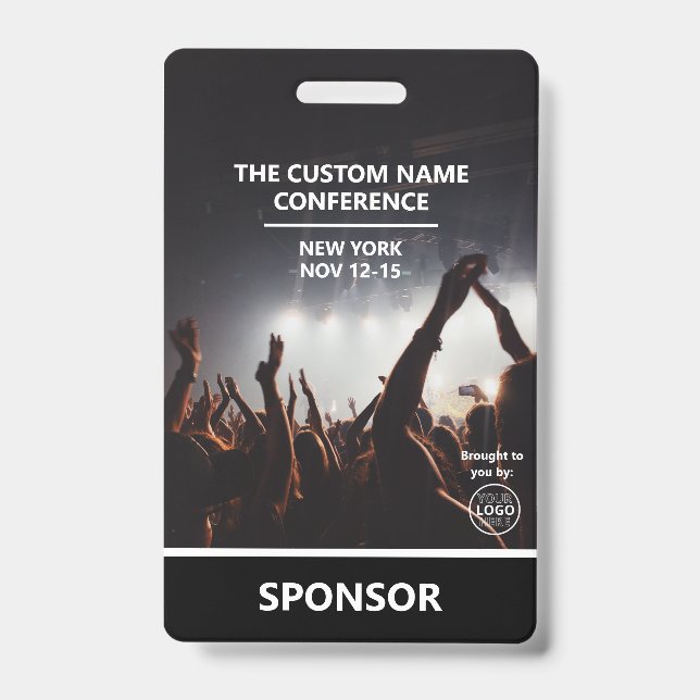Conference Sponsor Access Pass QR Code Custom Logo Badge (Front)