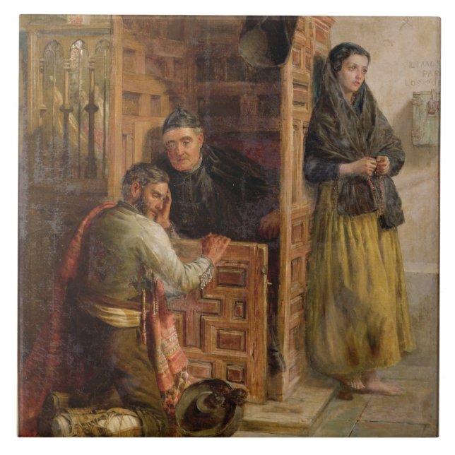 Confession, 1862 (oil on canvas) tile (Front)