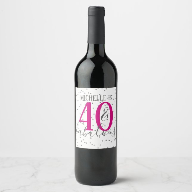 Confett 40 et fabuleux Étiquettes de vin de fête d (Devant)