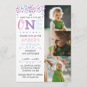 Confetti 1er Invitation d'anniversaire