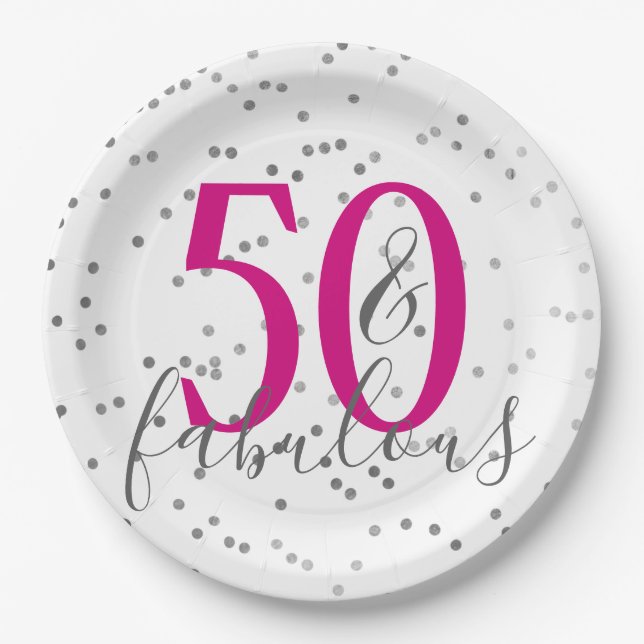 Confetti 50 and Fabulous Birthday Party Plates (Front)