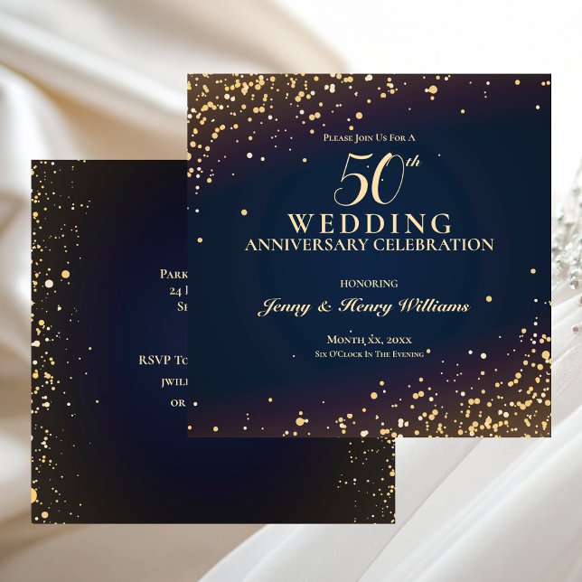 Confetti 50th Wedding Anniversary Party Invitation (Confetti 50th Wedding Anniversary Party Invitation)