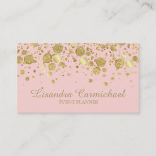 Confetti à huile d'or sur Carte de visite rose
