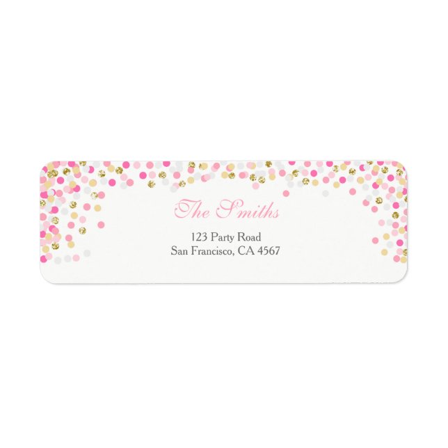 Confetti Adresse de retour Label Rose Gold Girl Ba (Devant)