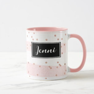 Confetti and Pink Stripes Personalized Mug