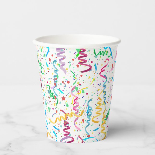 Confetti and Streamers Celebration Party Event Paper Cups (Front)