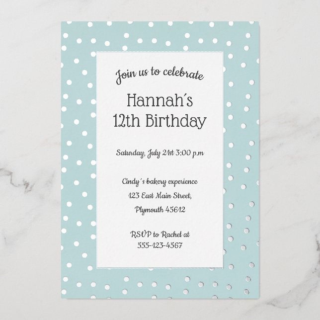 confetti argent pastel bleu anniversaire carte pos (Recto)