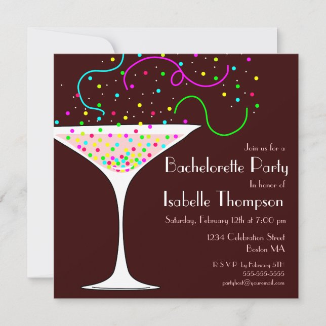 Confetti Bachelorette Party Invitation (Front)